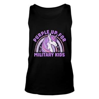 Purple Up For Military Kids Military Child Month Unicorn Unisex Tank Top - Seseable