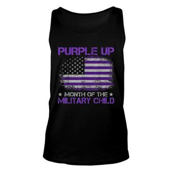 Purple Up For Military Kids Month Military Child Us Flag Unisex Tank Top - Seseable