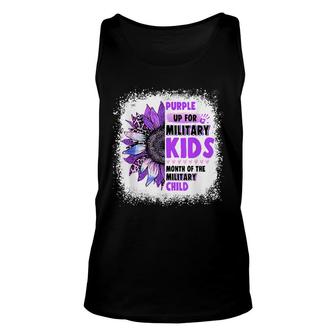Purple Up Military Child Leopard Sunflower Bleached Unisex Tank Top - Seseable