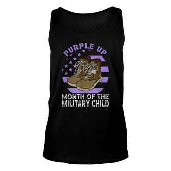 Purple Up Military Child Month Sparkle Usa Flag Unisex Tank Top - Seseable