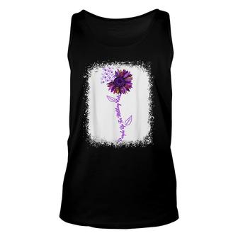 Purple Up Military Child Sunflower Leopard Bleached Unisex Tank Top - Seseable