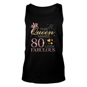 Womens This Queen Makes 80 Look Fabulous 80Th Birthday Queen B-Day V-Neck Tank Top | Mazezy