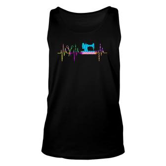 Quilter Heartbeat Quilting Sewer Sewing Graphic Unisex Tank Top | Mazezy