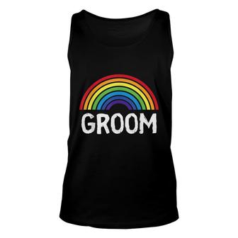Rainbow Wedding Lgbt Groom Gay Bachelor Party Unisex Tank Top - Seseable