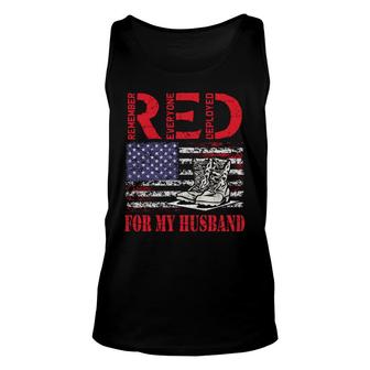 Red Friday For My Husband Army Military Wife Us Flag Veteran Unisex Tank Top - Seseable