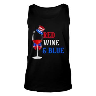 Red White And Blue Wine Glass Funny 4Th Of July Drinker Gift Unisex Tank Top - Seseable