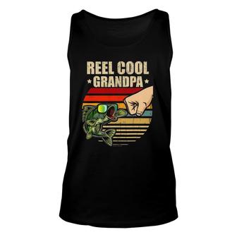 Reel Cool Grandpa Retro Fishing Fathers Day Gift Fist Bump Unisex Tank Top - Seseable