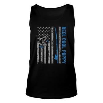 Reel Cool Poppy Fathers Day American Flag Fishing Unisex Tank Top - Seseable