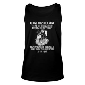 Religious Saying I Am The Storm Armor Of God Christian Unisex Tank Top | Mazezy