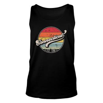Retro Connecticut Home State Ct Cool 70S Style Sunset Unisex Tank Top - Seseable