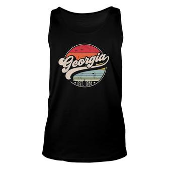 Retro Georgia Home State Ga Cool 70S Style Sunset Unisex Tank Top - Seseable
