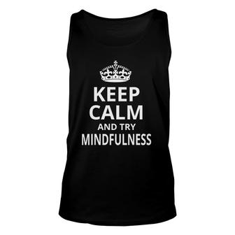 Retro Mindfulness Design - Keep Calm And Try Mindfulness Unisex Tank Top | Mazezy