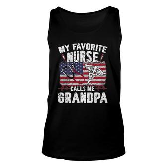 Retro My Favorite Nurse Calls Me Grandpa Fathers Day Gift Unisex Tank Top - Seseable