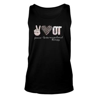 Womens Retro Occupational Therapist Peace Love Occupational Therapy V-Neck Tank Top | Mazezy