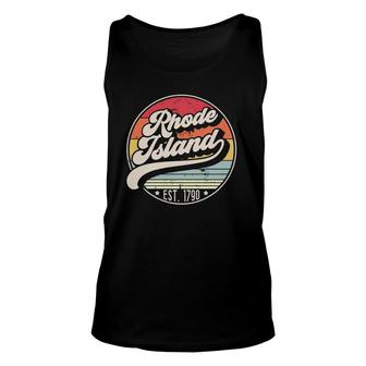 Retro Rhode Island Home State Ri Cool 70S Style Sunset Unisex Tank Top - Seseable