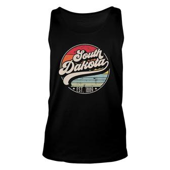 Retro South Dakota Home State Sd Cool 70S Style Sunset Gift Unisex Tank Top - Seseable