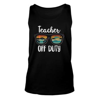 Retro Teacher Off Duty Sunglasses Beach Sunset Unisex Tank Top - Seseable