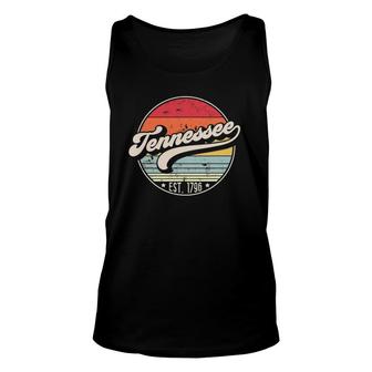 Retro Tennessee Home State Tn Cool 70S Style Sunset Gift Unisex Tank Top - Seseable