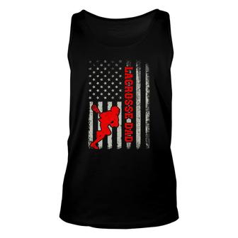 Retro Vintage American Flag Lacrosse Dad Fathers Day Unisex Tank Top - Seseable