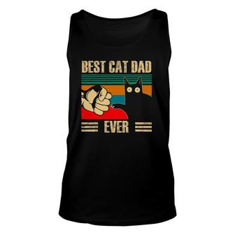 Retro Vintage Best Cat Dad Ever Funny Black Cat Fist Pump Unisex Tank Top - Seseable