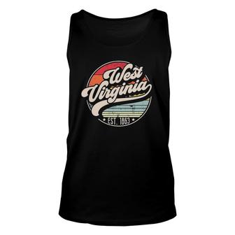 Retro West Virginia Home State Wv Cool 70S Style Sunset Unisex Tank Top - Seseable