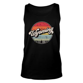 Retro Wyoming Home State Wy Cool 70S Style Sunset Unisex Tank Top - Seseable