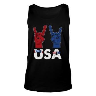Rock And Roll 4Th Of July Cool Usa Patriotic American Flag Unisex Tank Top | Seseable UK