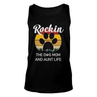 Rockin The Dog Mom And Aunt Life Vintage Paw Prints Unisex Tank Top - Seseable