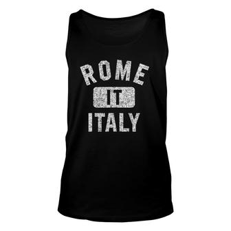 Rome Italy Gym Style Distressed White Print Unisex Tank Top - Seseable