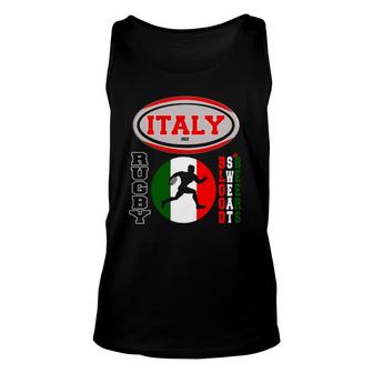 Rugby Italy Design Italian Flag Rugby Ball Funny Unisex Tank Top - Seseable