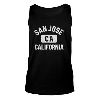 San Jose Ca California Gym Style Distressed White Print Unisex Tank Top - Seseable