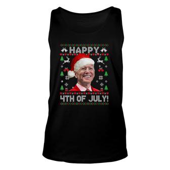 Santa Biden Happy 4Th Of July Ugly Christmas Pajamas Unisex Tank Top - Seseable