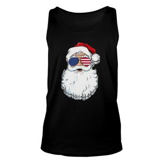 Santa Claus Patriotic Usa Sunglasses Christmas In July Santa Unisex Tank Top - Seseable