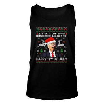 Santa Joe Biden Happy 4Th Of July Ugly Christmas Men Unisex Tank Top - Seseable