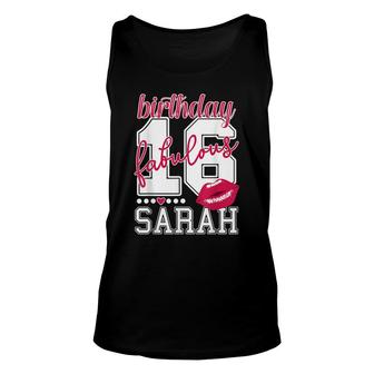 Sarah Name Fabulous 16Th 16 Birthday Kiss Personalized Unisex Tank Top - Seseable
