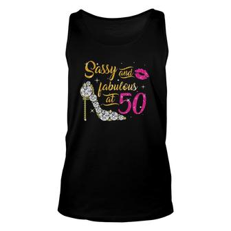 Sassy And Fabulous At 50 Years Old 50Th Birthday Shoes Lips Unisex Tank Top - Seseable