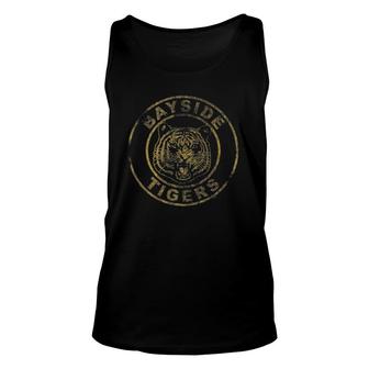Saved By The Bell Bayside Tigers Distressed Circle Gold Unisex Tank Top | Mazezy