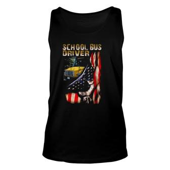 School Bus Driver American Pride Yellow Bus Driver Gift Unisex Tank Top - Seseable
