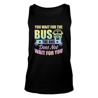 School Bus Driver Student Wait Stop Humor Pastel Rainbow Unisex Tank Top - Seseable