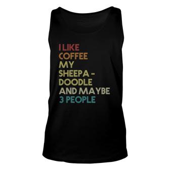 Sheepadoodle Dog Owner Coffee Lover Quote Gift Vintage Retro Unisex Tank Top - Seseable
