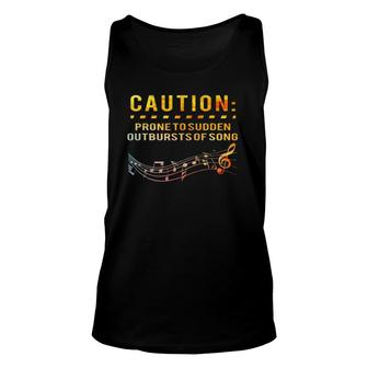 Singing Music Lover Tee Gift - Caution May Start Singing Unisex Tank Top | Mazezy