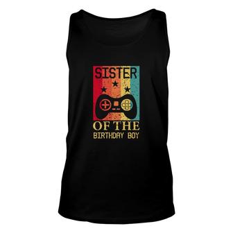 Sister Of The Birthday Boy Matching Video Gamer Vintage Unisex Tank Top - Seseable