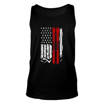 Ski Us American Flag Skiing Unisex Tank Top - Seseable