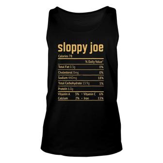 Sloppy Joe Nutrition Facts 2020 Funny Thanksgiving Christmas Unisex Tank Top - Seseable