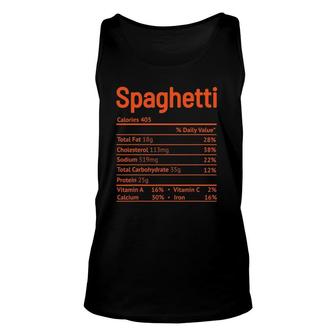 Spaghetti Nutrition Facts Funny Thanksgiving Christmas Food Unisex Tank Top - Seseable
