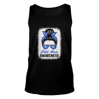 Stop Child Abuse Child Abuse Prevention Awareness Messy Bun Unisex Tank Top - Seseable