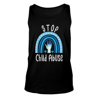 Stop Child Abuse Child Abuse Prevention Awareness Rainbow Unisex Tank Top - Seseable