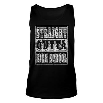 Straight Outta High School Vintage Graduation Party Unisex Tank Top - Seseable