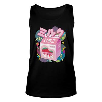 Strawberry Milk Retro Japanese 90S Kawaii Anime Aesthetic Unisex Tank Top - Seseable