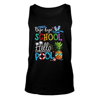 Summer Time Bye Bye School Hello Pool For Teacher Student Unisex Tank Top - Seseable